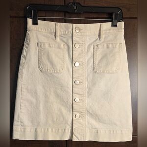 NWOT Ann Taylor LOFT Button Up Ivory Denim Skirt Sz 28" Waist